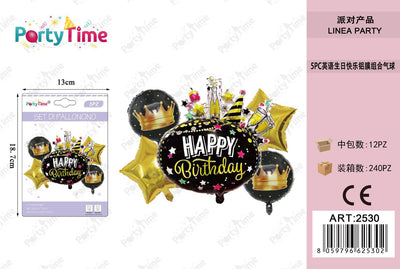 *SET DI PALLONCINO 'HAPPY BIRTHDAY' 5PZ