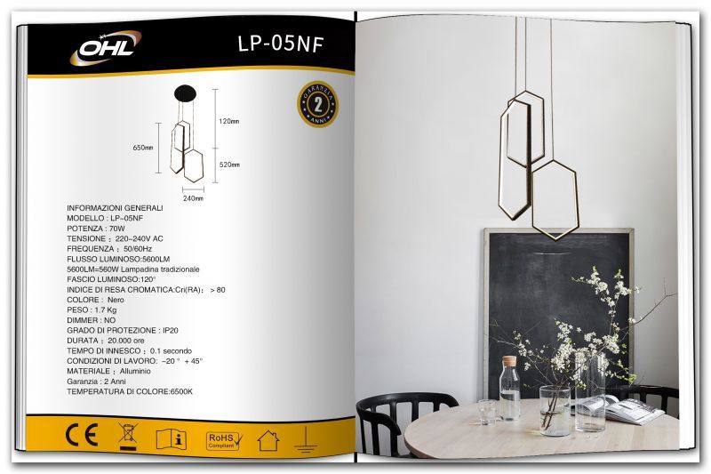 LAMPADARIO DA SOFFITTO/70W/6500K