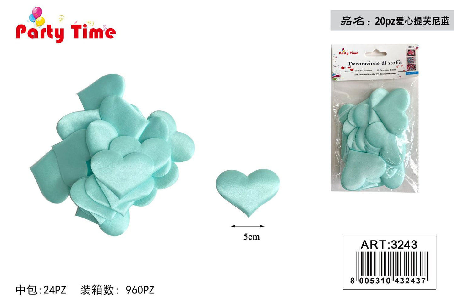 *PETALI DI ROSA A FORMA CUORE 5CM 20PZ TIFFANY