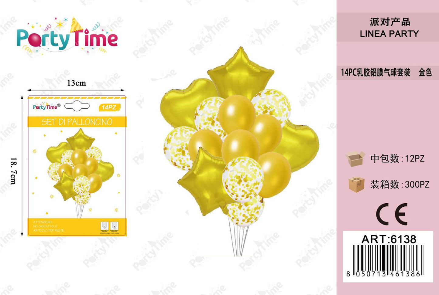 *SET PALLONCINI ORO STELLA CUORE