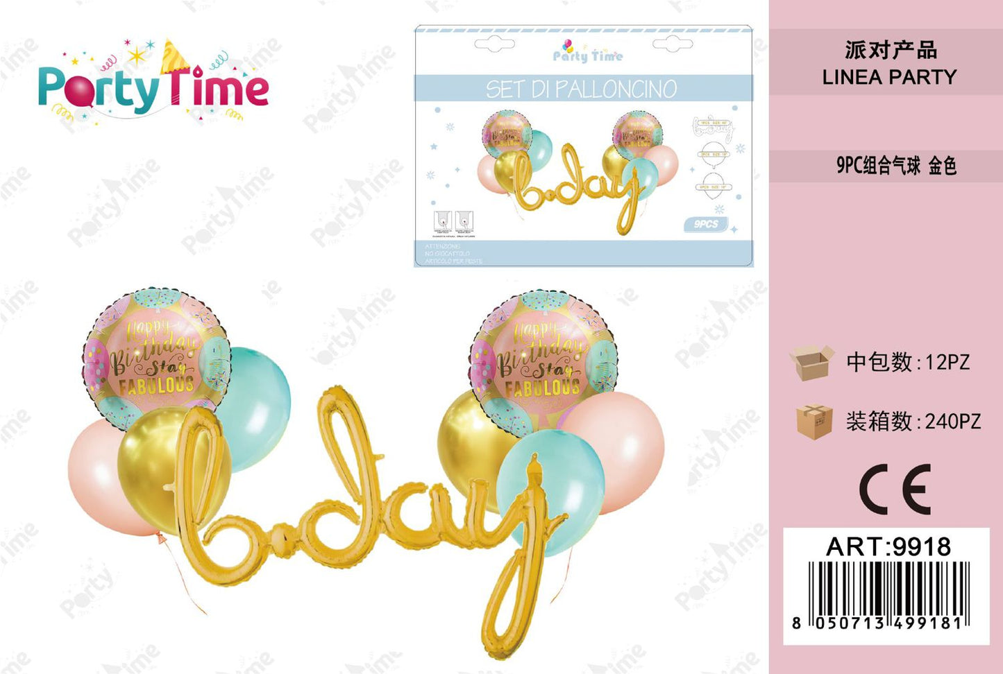 *set di palloncini'b.day' oro