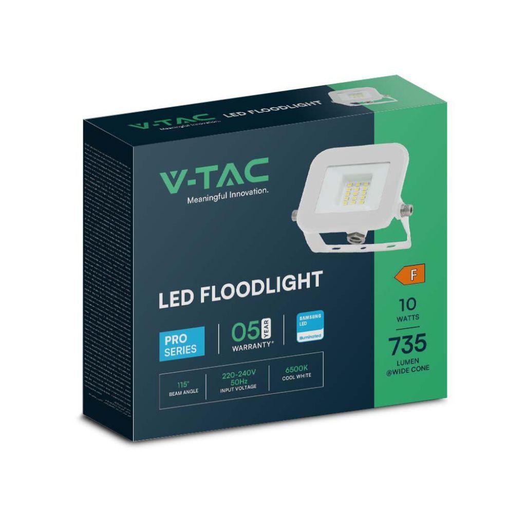 V-TAC PRO Faro LED SMD Chip Samsung 10W Colore Bianco 4000K IP65