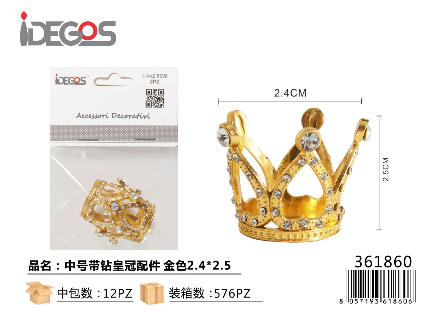 ACC/DECORATIVI A CORONA ORO STRASS