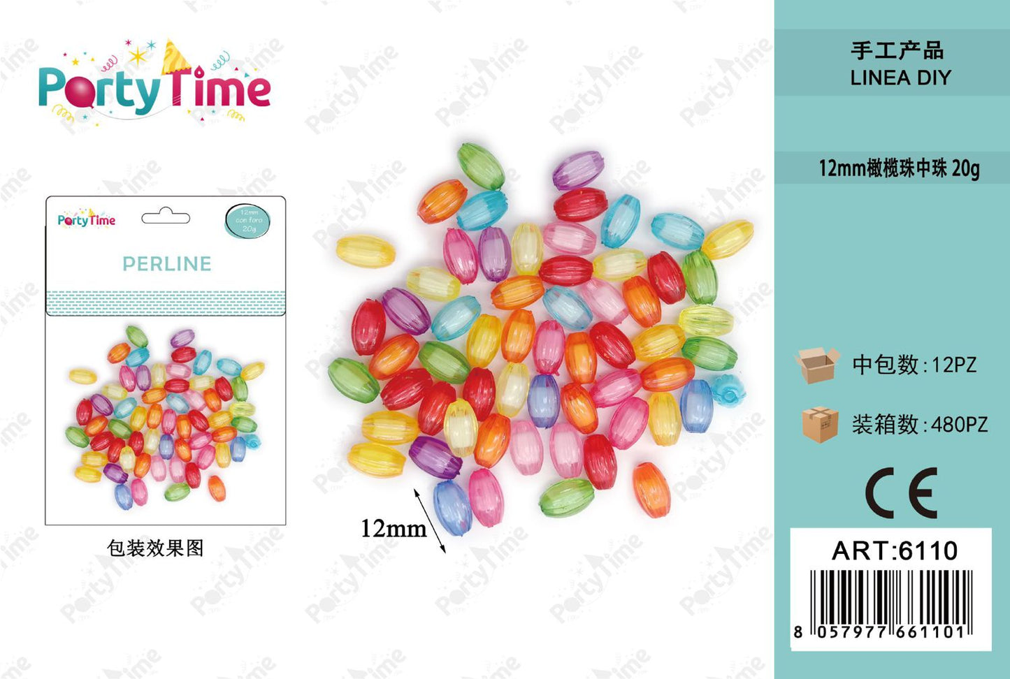 *PERLINE COLORE MISTO 12mm