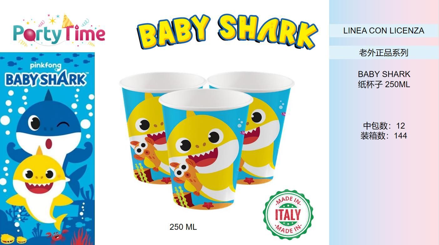 BABY SHARK  BICCHIERI 250ml 8pz