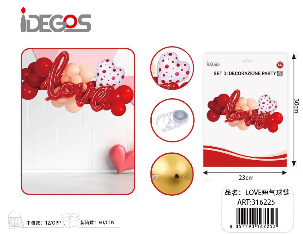 KIT ARCO DI PALLONCINI ROSSO IN LOVE