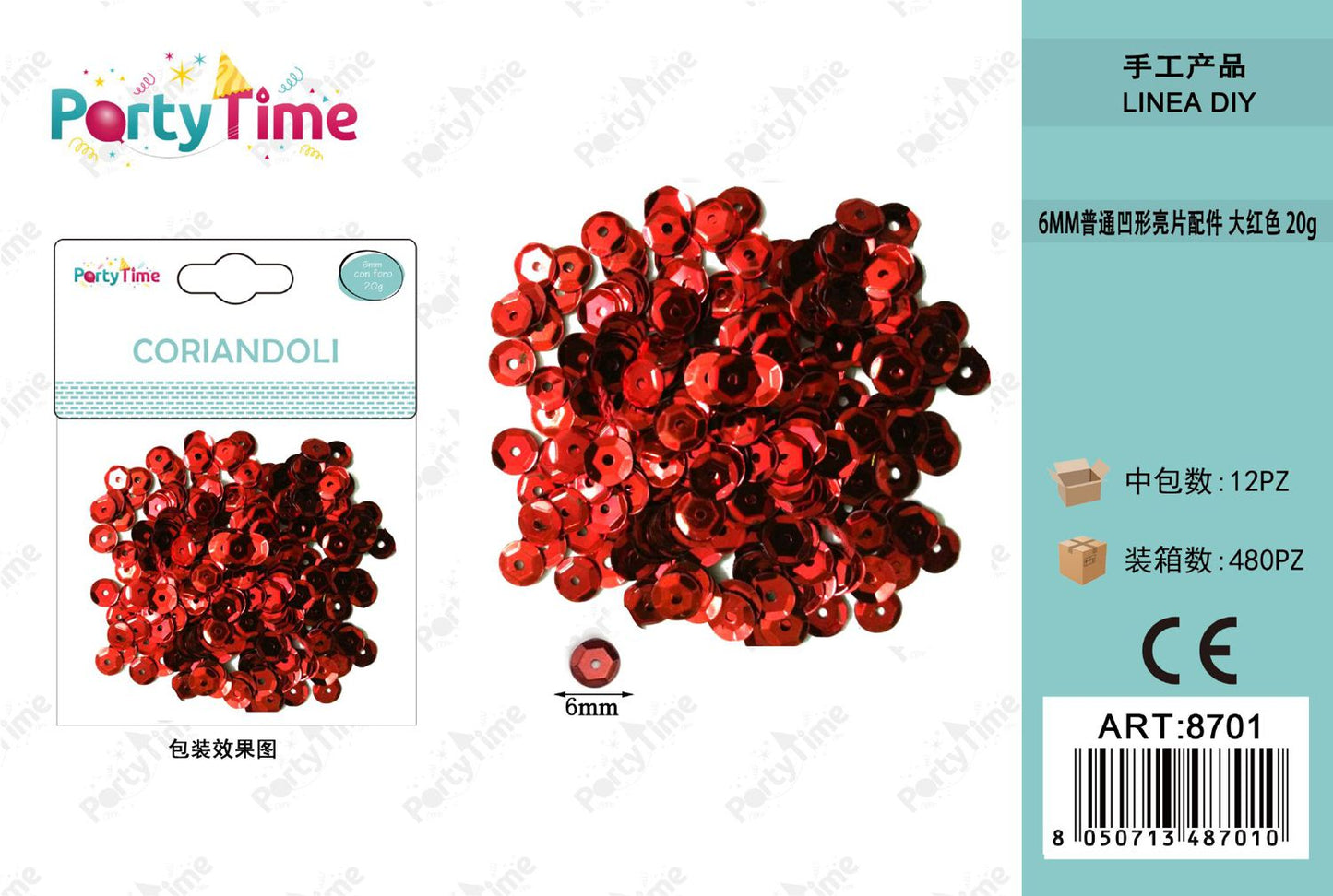 *CORIANDOLI 6MM ROSSO