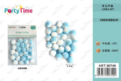 *POM PON BICLORE 2CM 25PZ