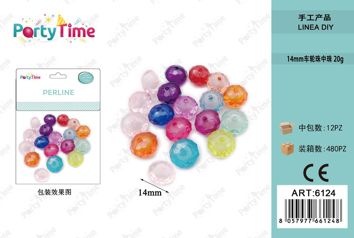 *PERLINE COLORE MISTO 14mm