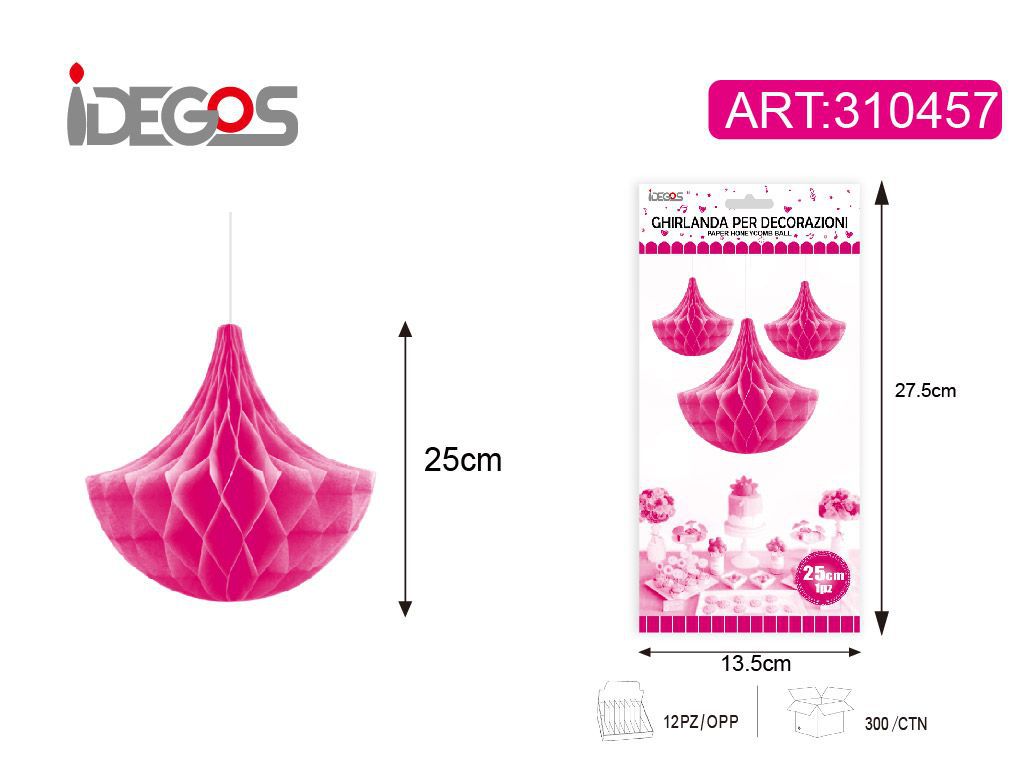 ACCESSORI FESTA SFERA DI CARTA GOCCIA MAGENTA 25CM 30G SOTTILE