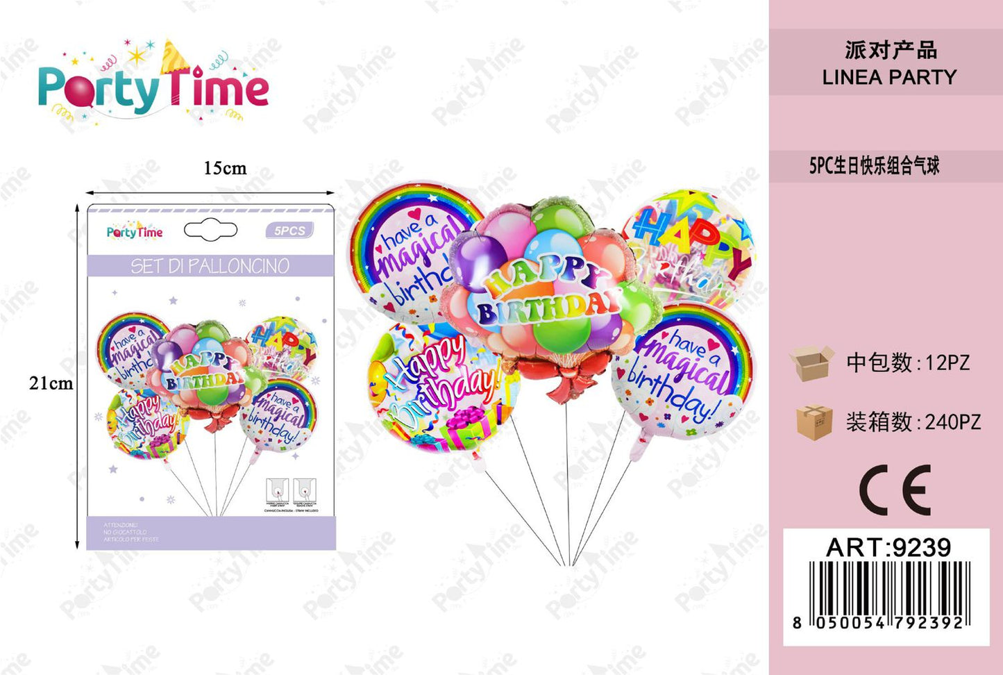 *SET DI PALLONCINO 'HAPPY BIRTHDAY' 5PZ