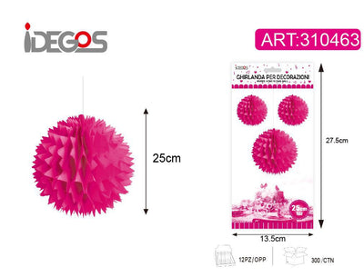 ACCESSORI FESTA SFERA DI CARTA TONDO SPINOSO MAGENTA 25CM 30G SOTTILE