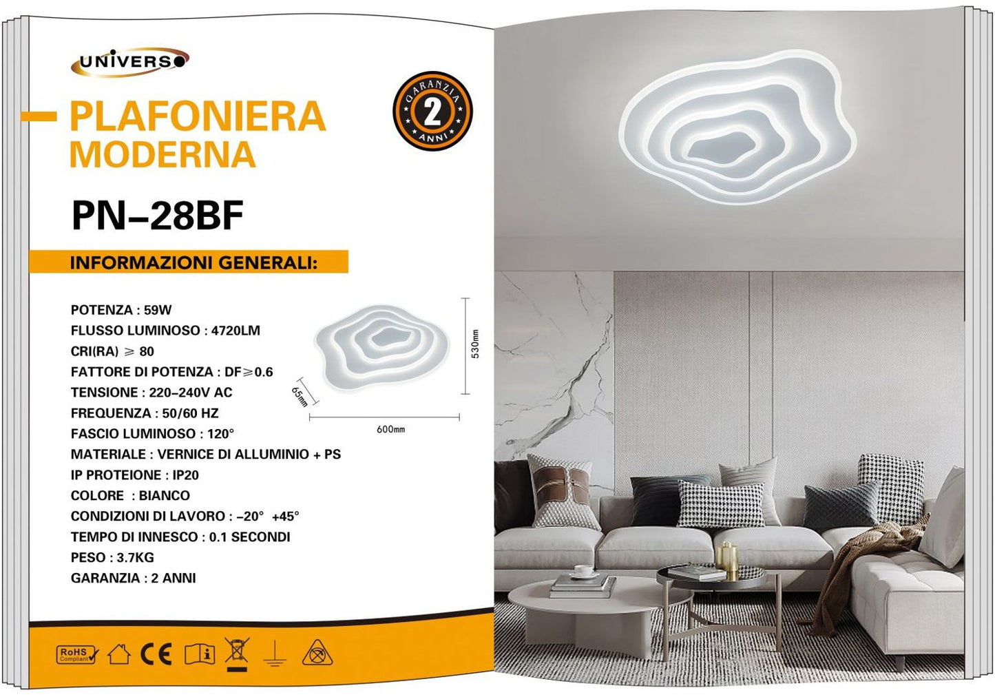 LAMPADARIO DA SOFFITTO/59W/6500K