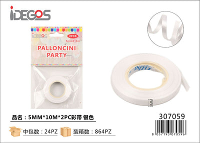 FILO NASTRO PER PALLONCINI BIANCO 5MM*10M 2PZ