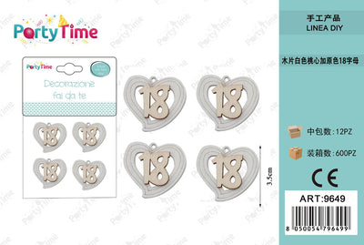 *3.5CM DECORAZIONE A CUORE 18 BIANCA 4PZ