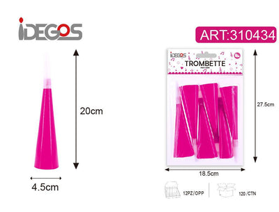 ACCESSORI FESTA TROMBETTA CARTA 210G 6PZ MAGENTA