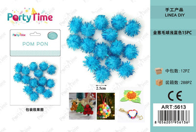 *POM PON 2.5CM 15PZ AZZURO