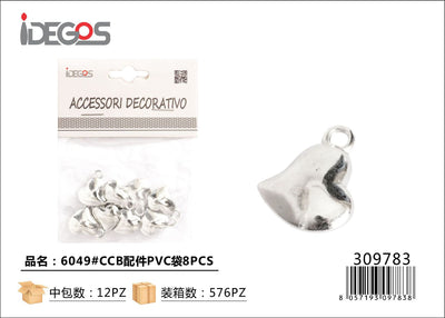 ACC/DECORATIVI CUORICINI ARGENTOPVC 8PCS