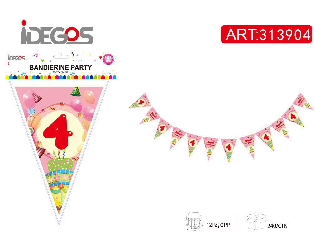 ACCE/FESTA BANDIERA CARTA N4 128G 12PZ 3.65M