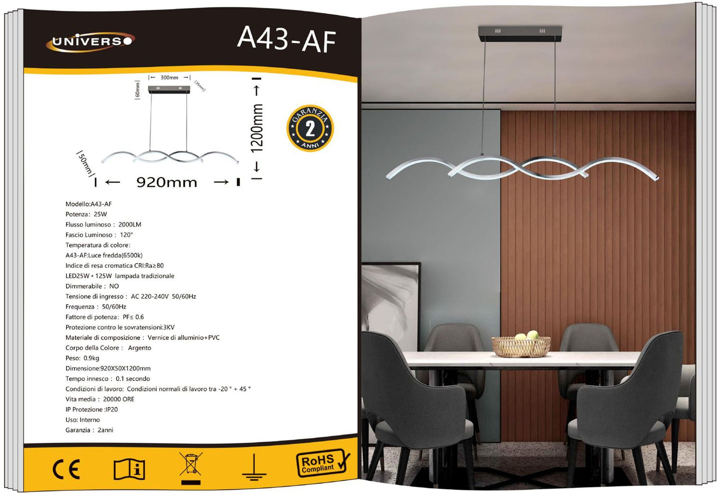 LAMPADARIO DA SOFFITTO/25W/6500K