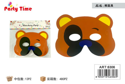 *MASCHERA PARTY ORSO 6PCS