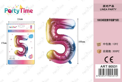 *PALLONCINO mylar color 100cm numero 5