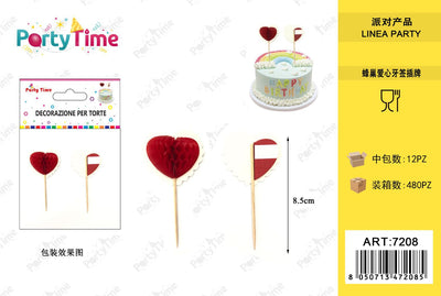 *DECORAZIONE PER TORTA CUORE 4.5X8.5CM 10PZ