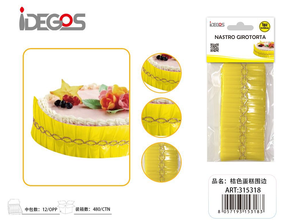 NASTRO PER DECORAZIONE TORTE GIALLO 1M