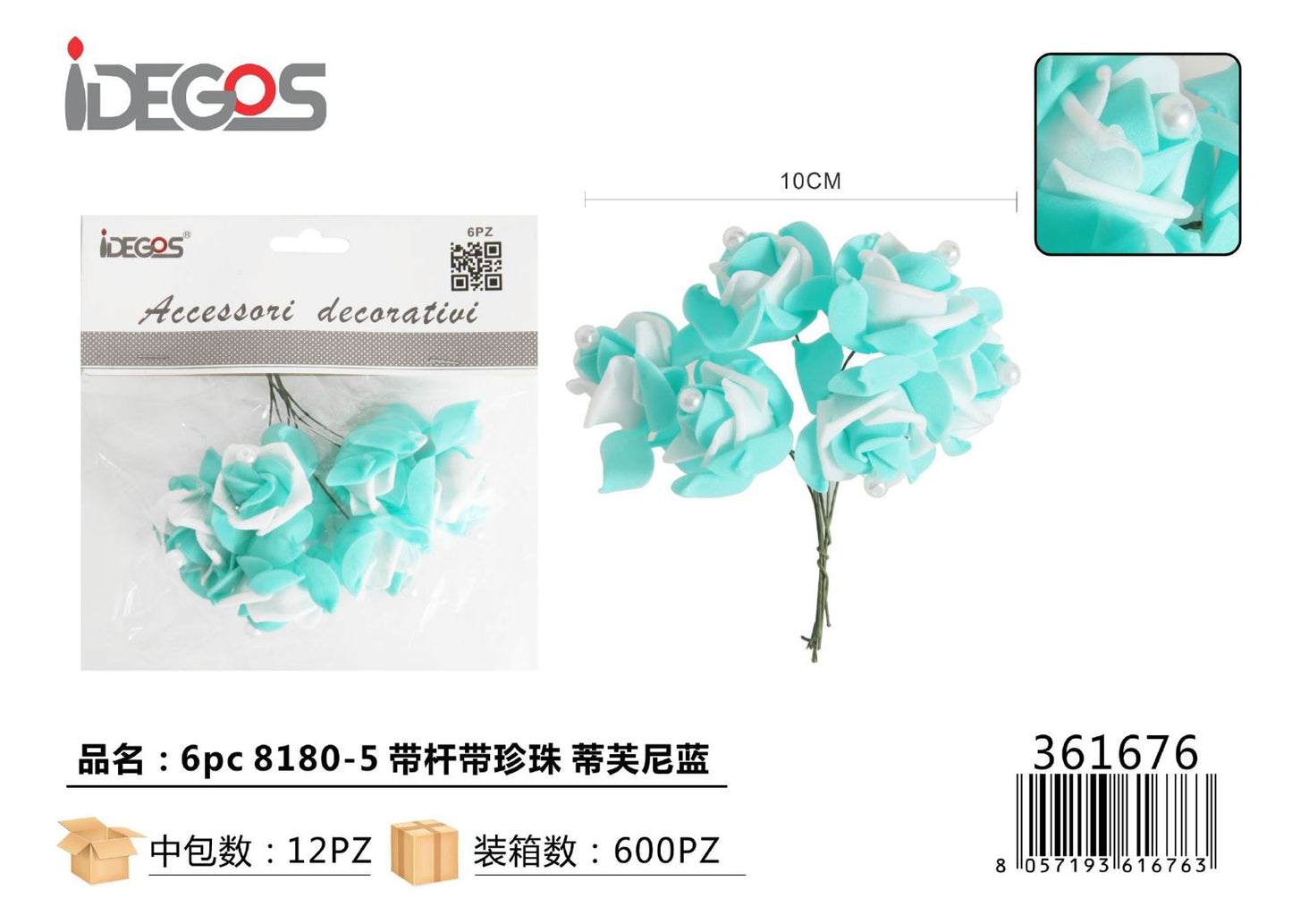 FIORI ROSE EVA B COLORE VERDE TIFFANY 6PZ