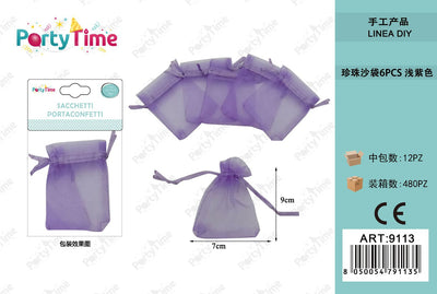 *SACCHETTI PORTACONFETTI 7*9CM 6PZ VIOLA