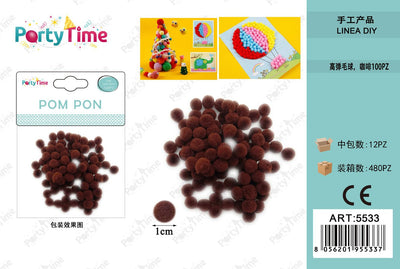 *POM PON 1CM 100PZ MARRONE