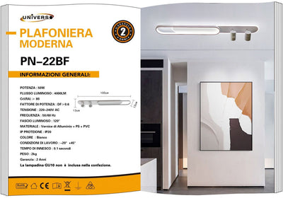 LAMPADARIO DA SOFFITTO/50W/6500K/BIANCO