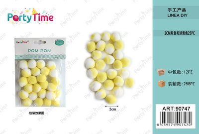 *POM PON BICLORE 2CM 25PZ