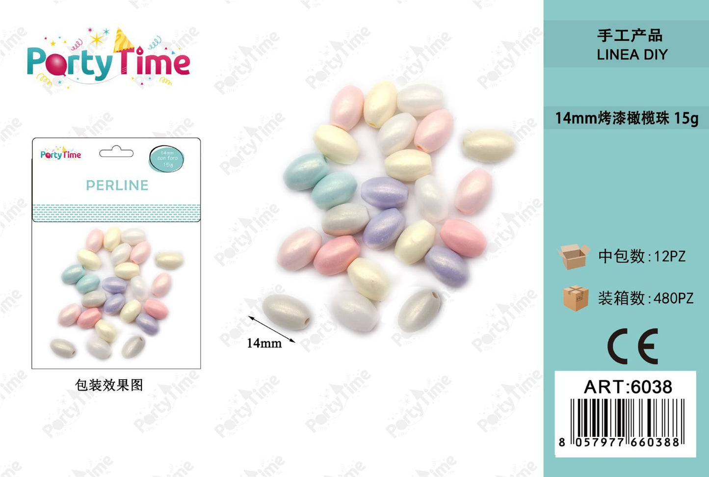 *PERLINE 14mm COLORE MISTO