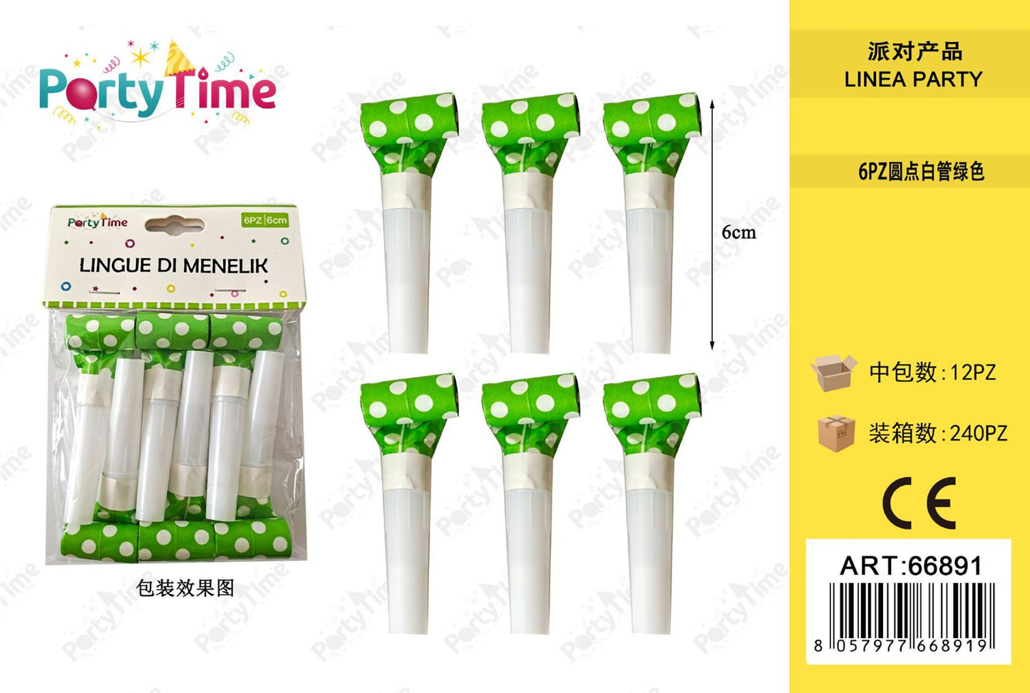 *LINGUE DI MENELIK 6PC 6CM VERDE