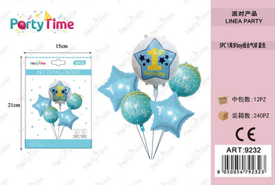 *SET DI PALLONCINI '1ST BIRTHDAY' AZZURO