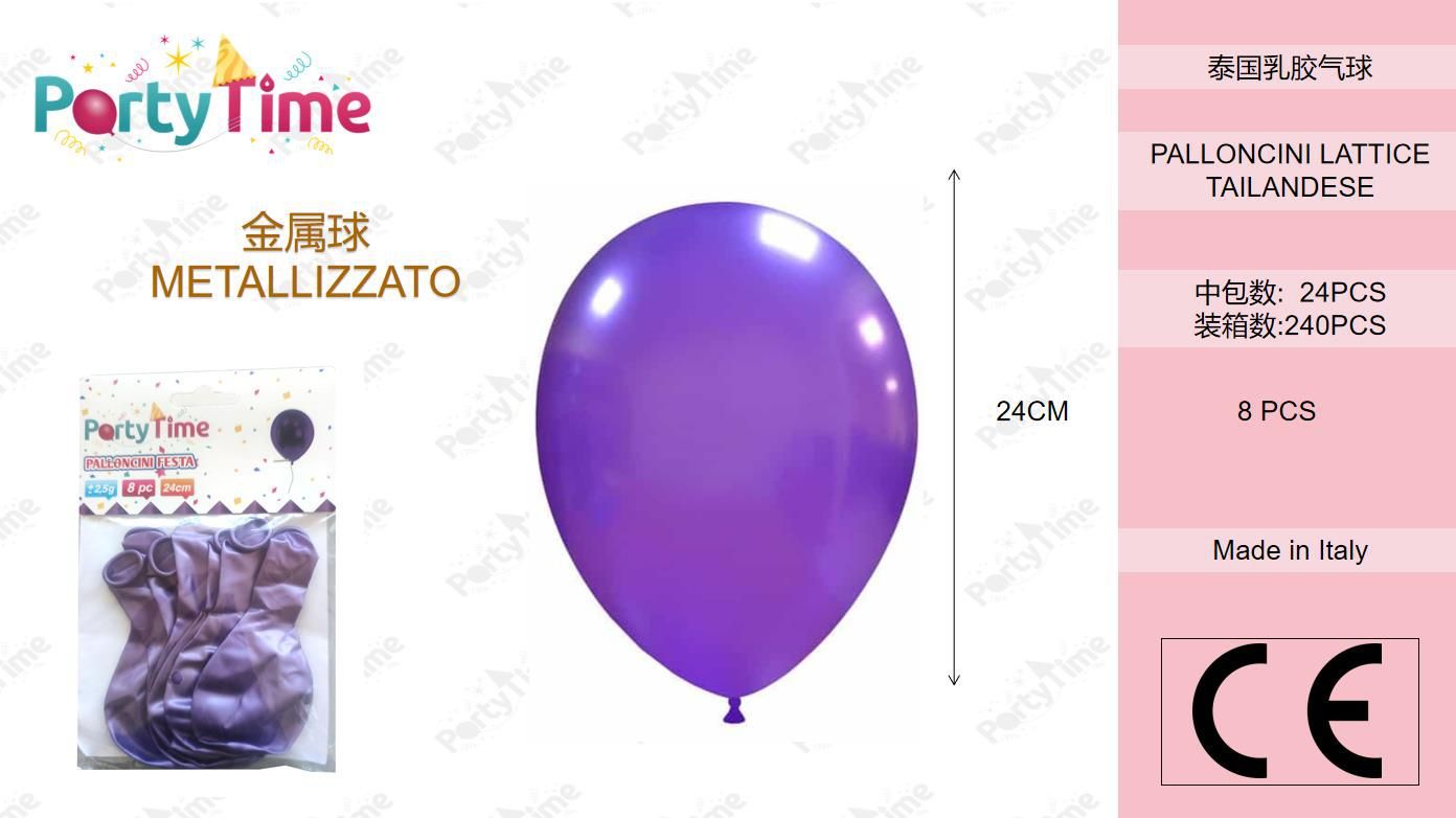 *Palloncino Metallizzato 9" Viola 8pz.