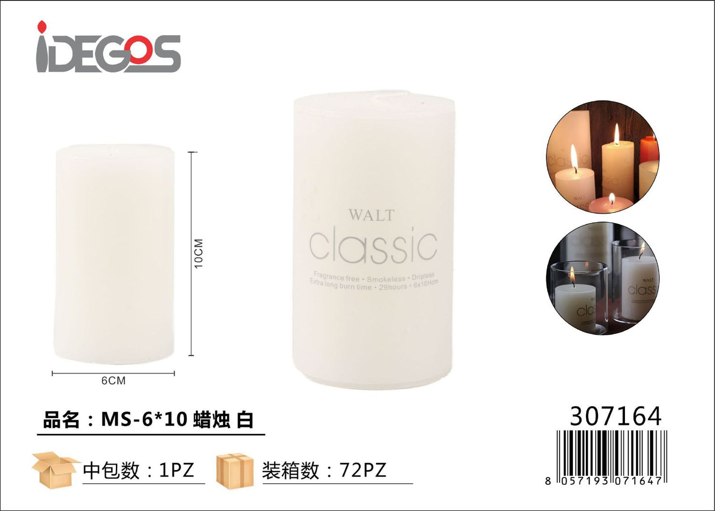 CANDELE 6*10CM BIANCO