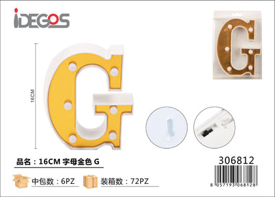 LETTERE CON LUCI LED G 16CM ORO