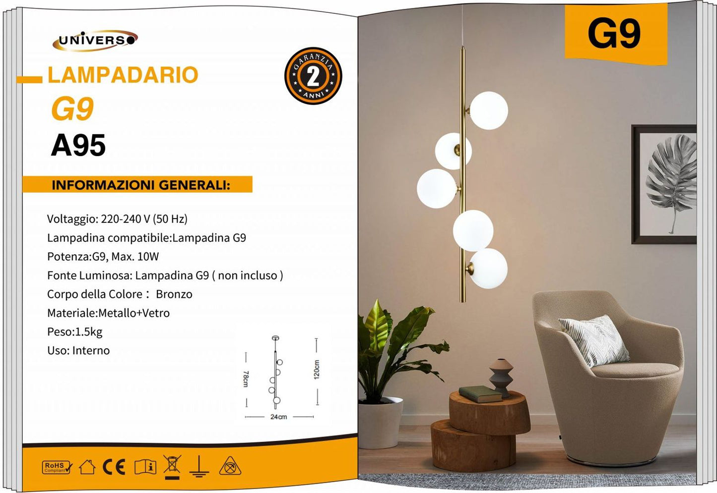 LAMPADARIO DA SOFFITTO/5XG9