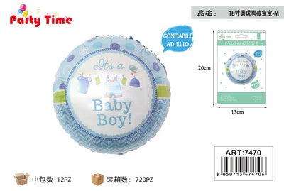 *PALLONCINO MYLAR 18" BABY BOY BLU