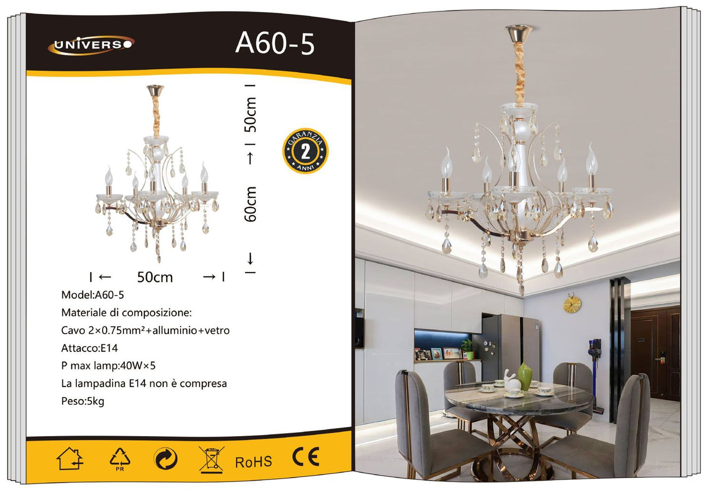 LAMPADARIO DA SOFFITTO/5XE14