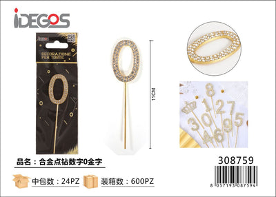 DECORAZIONE PER TORTE ORO STRASS N 0