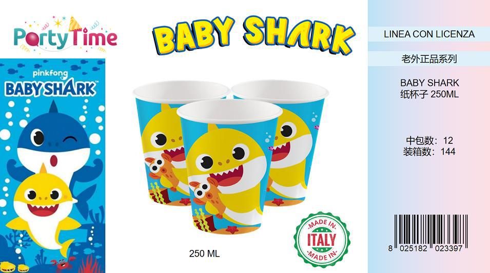 BICCHIERI CARTA BABY SHARK ML250 PZ8