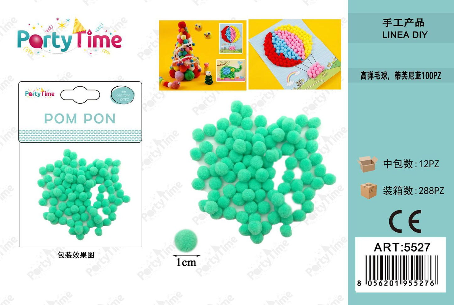 *POM PON 1CM 100PZ TIFFANY BLU