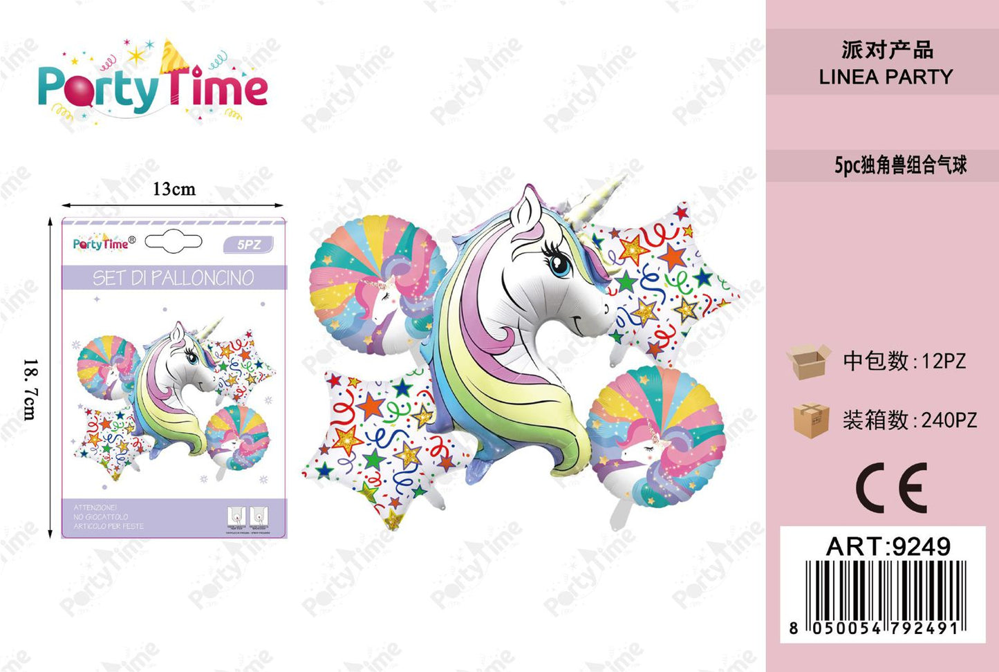 *5pz set di palloncini unicorno