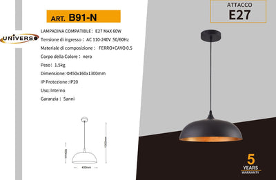 LAMPADARIO DA SOFFITTO/1XE27