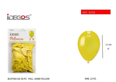 BUSTINE PALLONCINI GOMMA METALLIZZATO GIALLO 50PZ