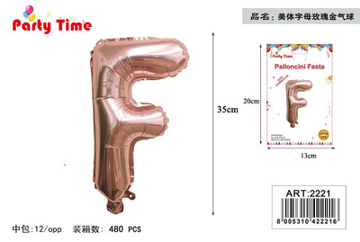 *35CM PALLONCINO ALLUMINIO ORO ROSA F