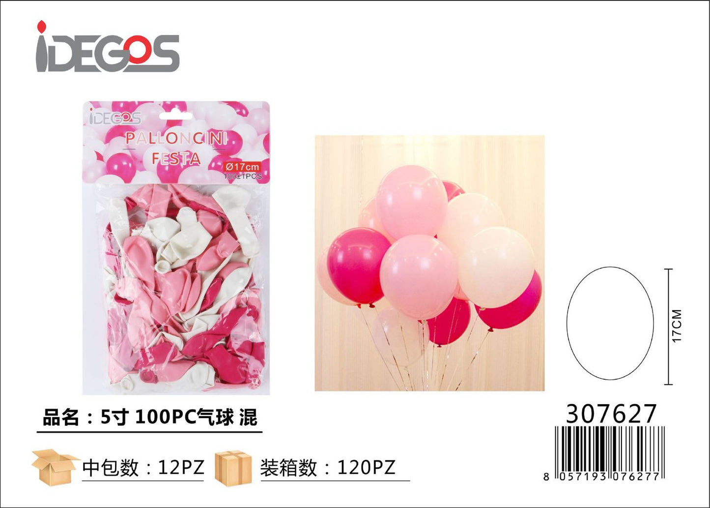 PALLONCINI DA 100PZ  BICOLORE FUCSIA/BIANCO